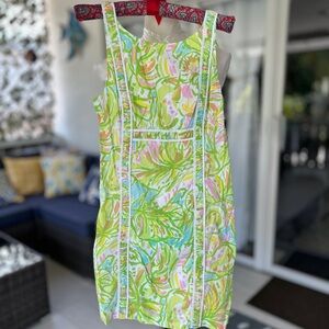 Lilly Pulitzer Green and Pink Midi Dress